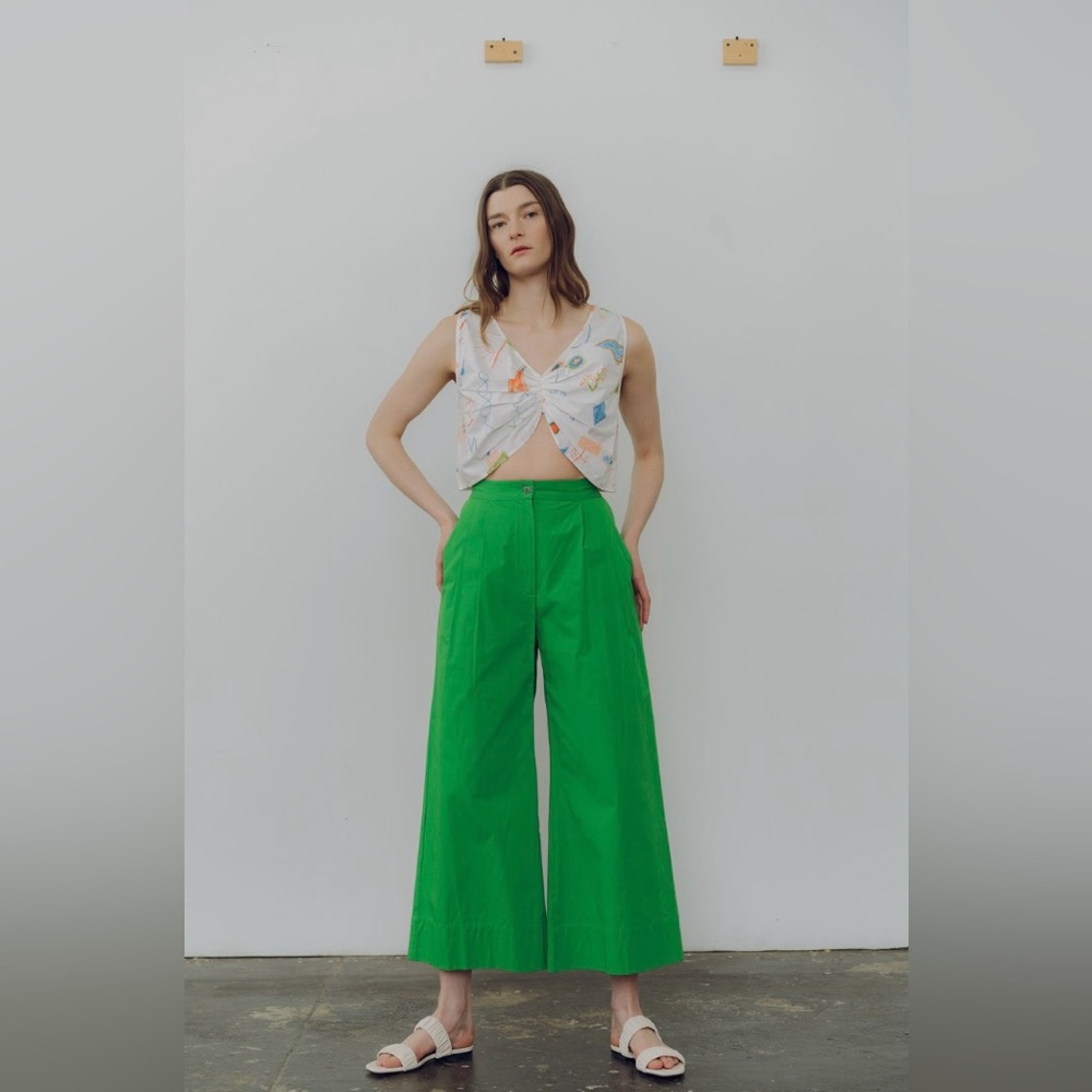 Wray Eli Bright Green Wide-Leg Pant